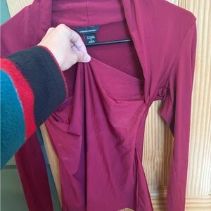 Moda International Burgundy Drape Neck Top
